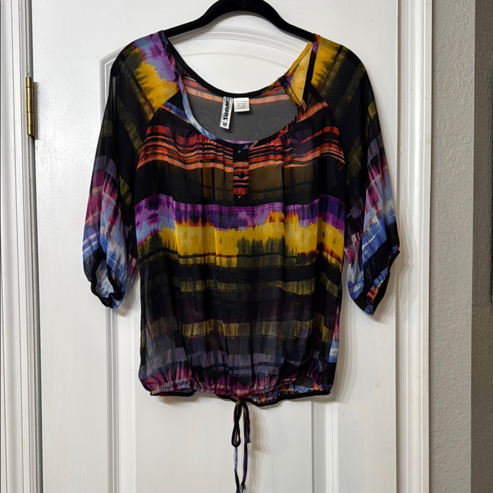 Colorful Striped Women's Sheer Cover Up Top